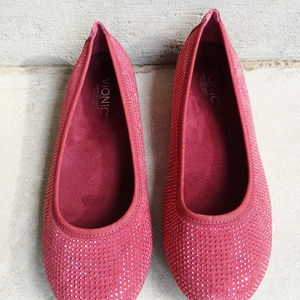 Vionic sparkly raspberry ballet flats like new 8